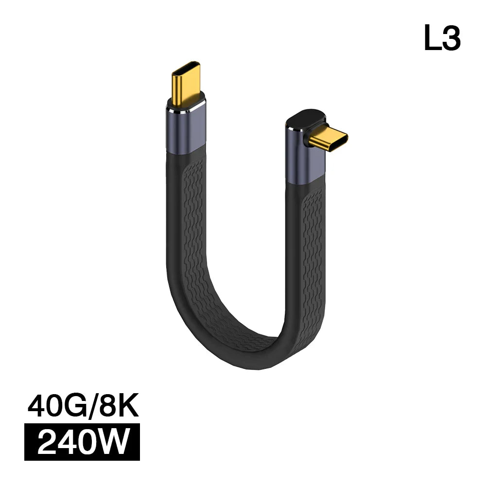 USB4 Elbow Connector Cable – 240W, 40Gbps, 8K (1+1 FREE)