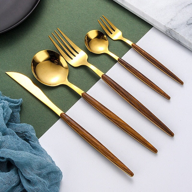 Wooden Handle Cutlery Set