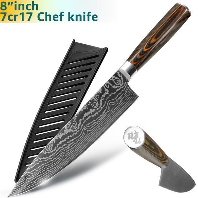 Santoku Japanese Professional Chef Knife 8 inch High Carbon Stainless Steel