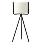 White Ceramic Planter with Metal Stand
