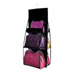 Hanging Handbag Organizer with 6 Clear Pockets and Double-Sided Design