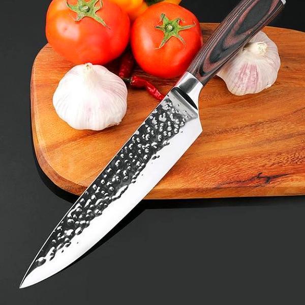 Santoku Japanese Chef Knife 8" Hand sharpened High Carbon Steel Knife