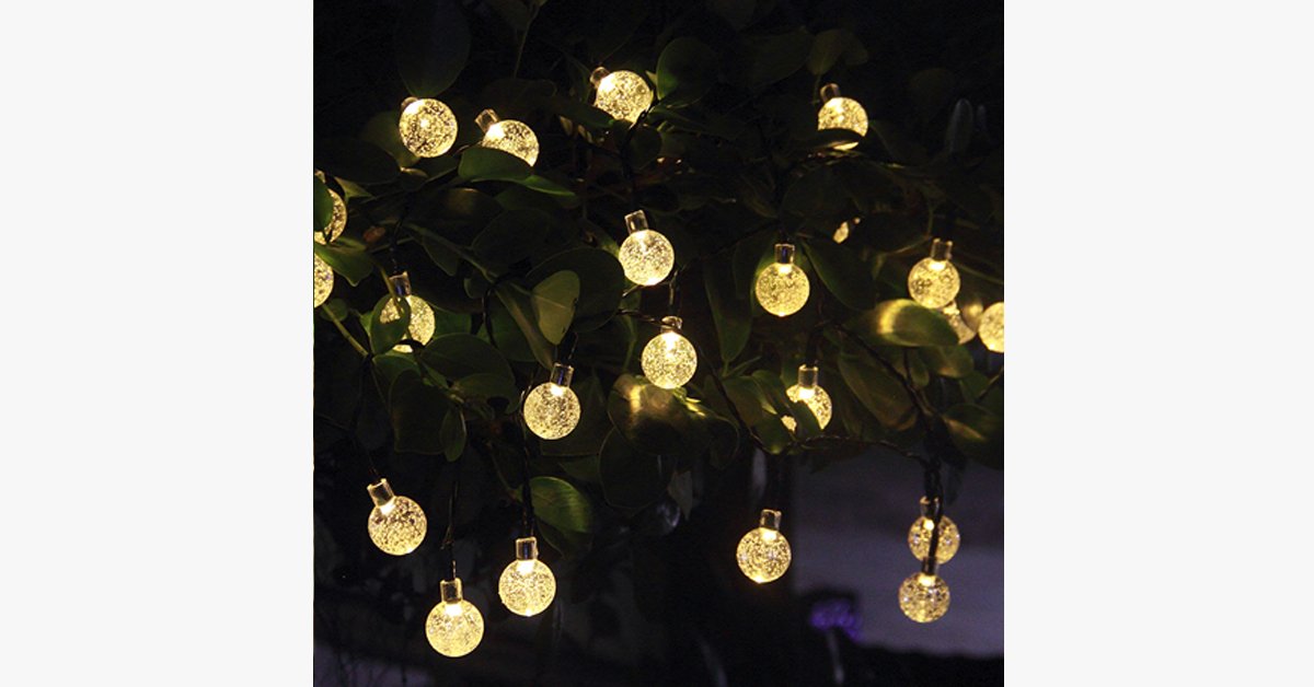 Solar-powered LED crystal ball lights - Stylishly decorate!