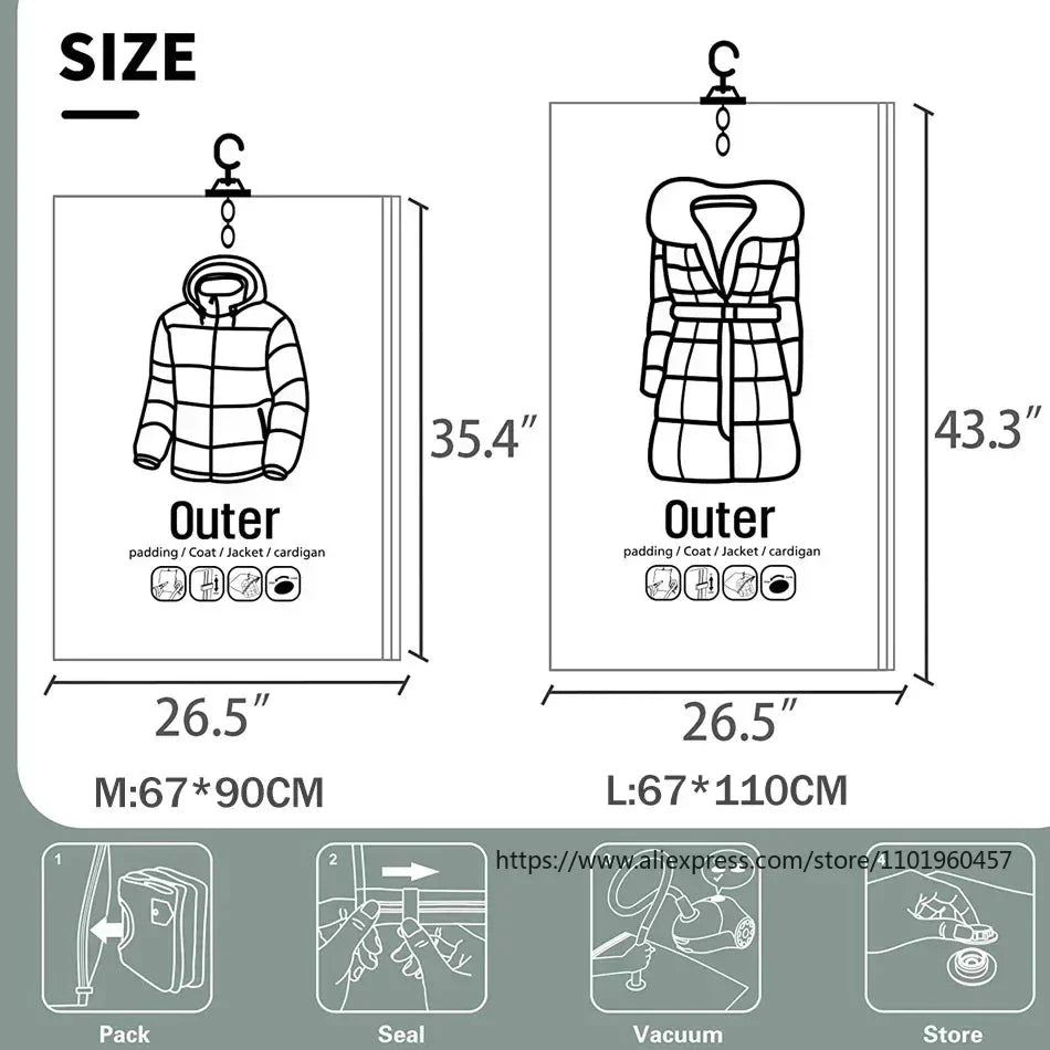 Vacuum Storage Bags – Space-Saving Clothing Organizer – Dust and Moisture Protection – Reusable Wardrobe Solution