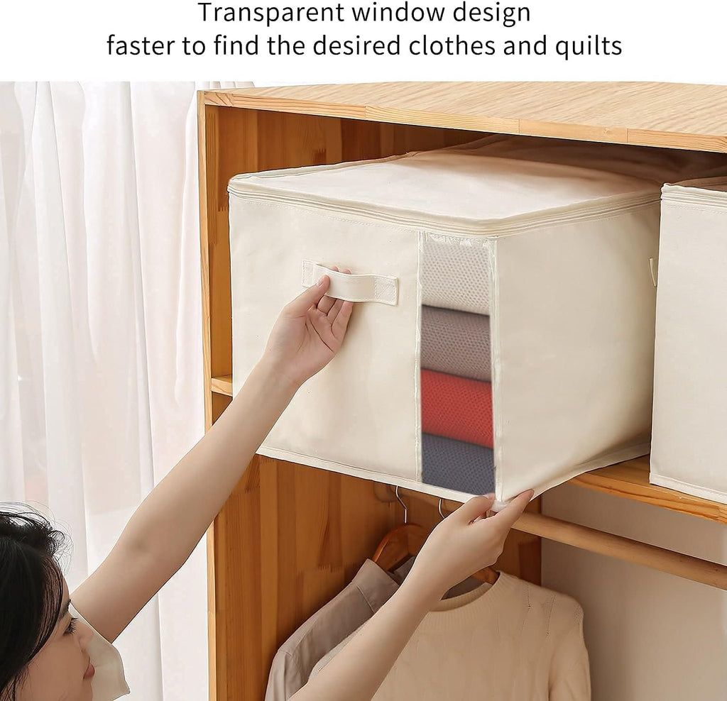 Canvas Clothing Storage Organizer Set – Double Zipper Bag with Handles & Viewing Window