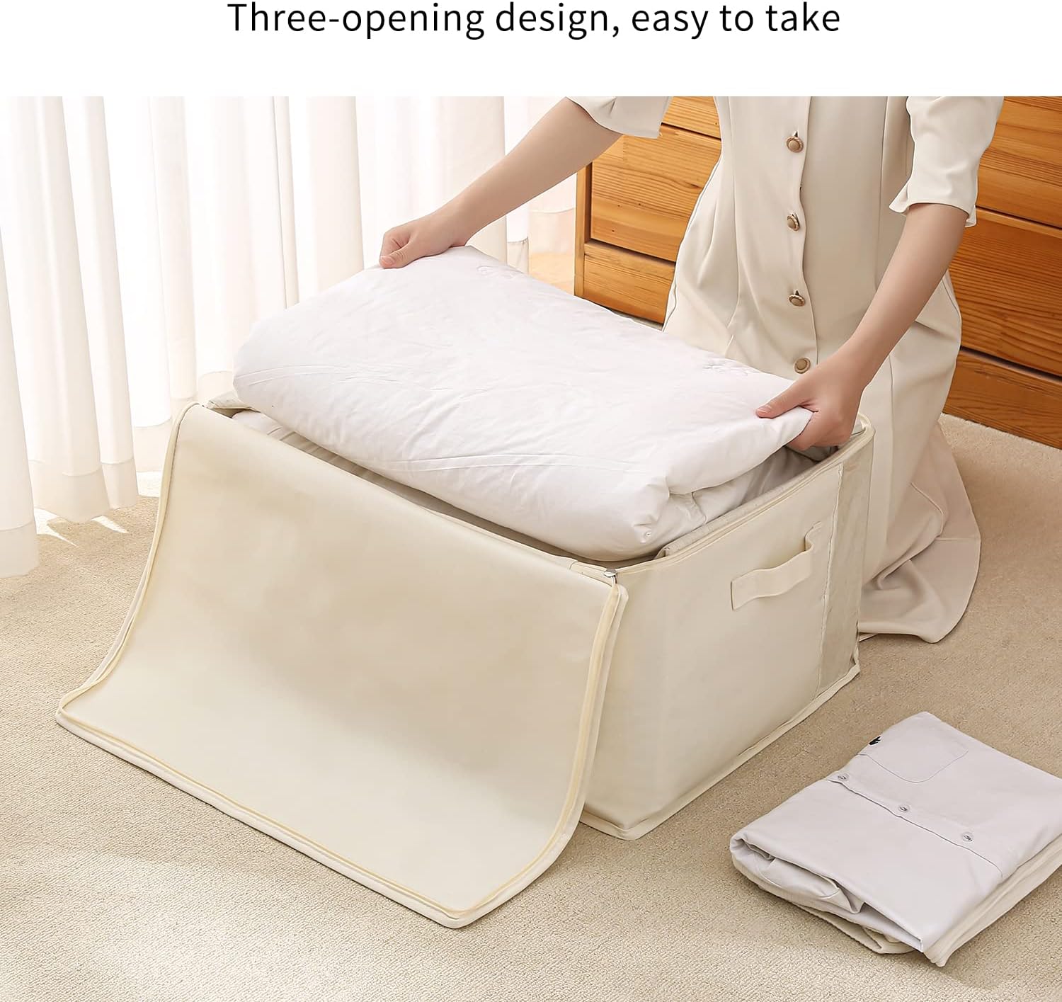 Canvas Clothing Storage Organizer Set – Double Zipper Bag with Handles & Viewing Window