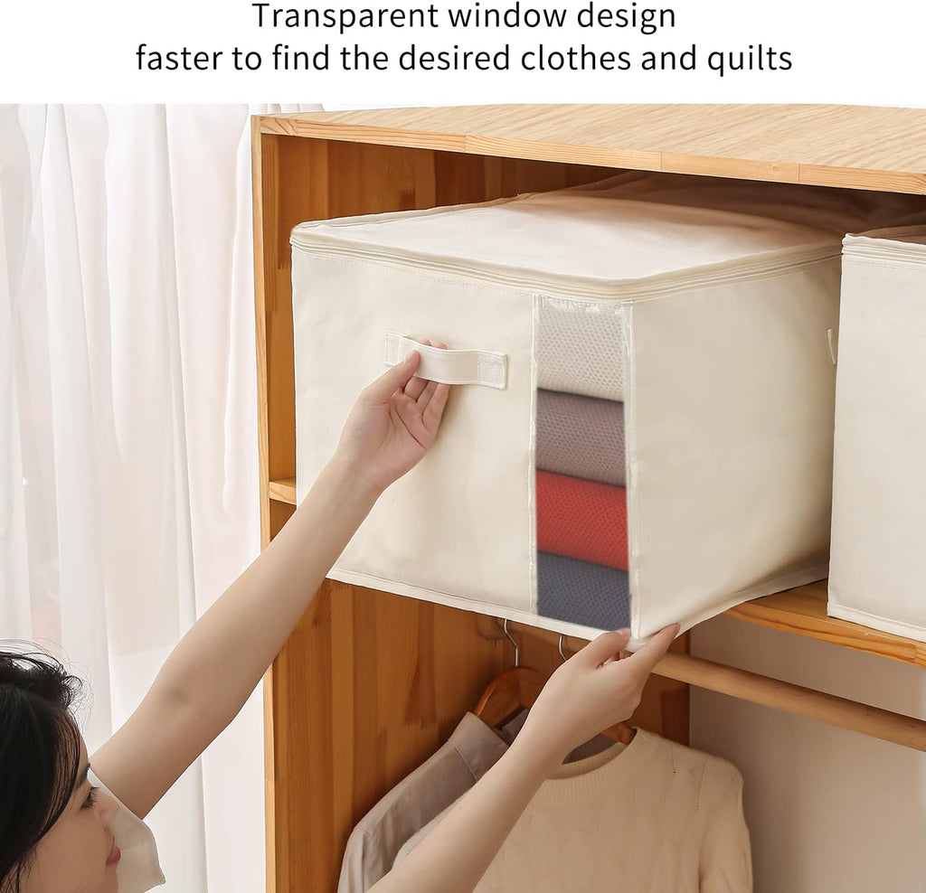 Canvas Clothing Storage Organizer Set – Double Zipper Bag with Handles & Viewing Window