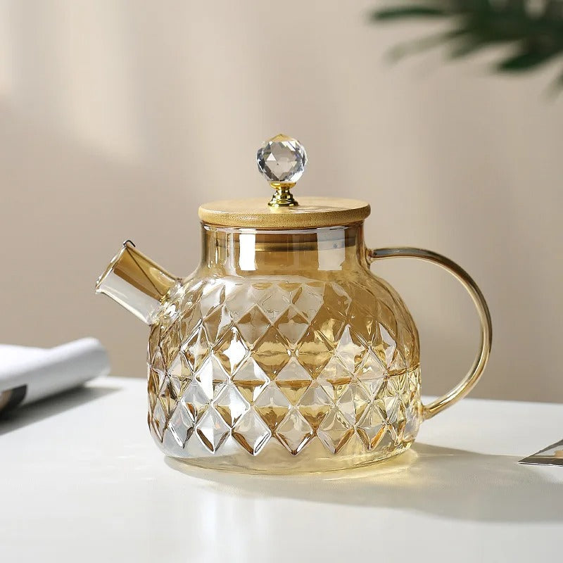 Classic Crystal Teapot | Glass & Wood
