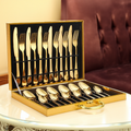 Opulent Gold Cutlery Set - The elegant 24-piece gold and silver cutlery set