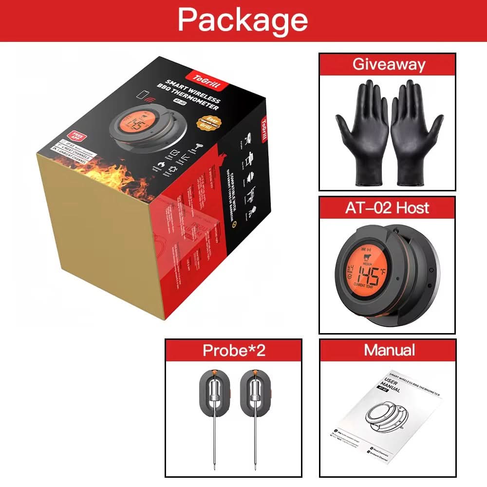 Cordless meat thermometer for BBQ & grill