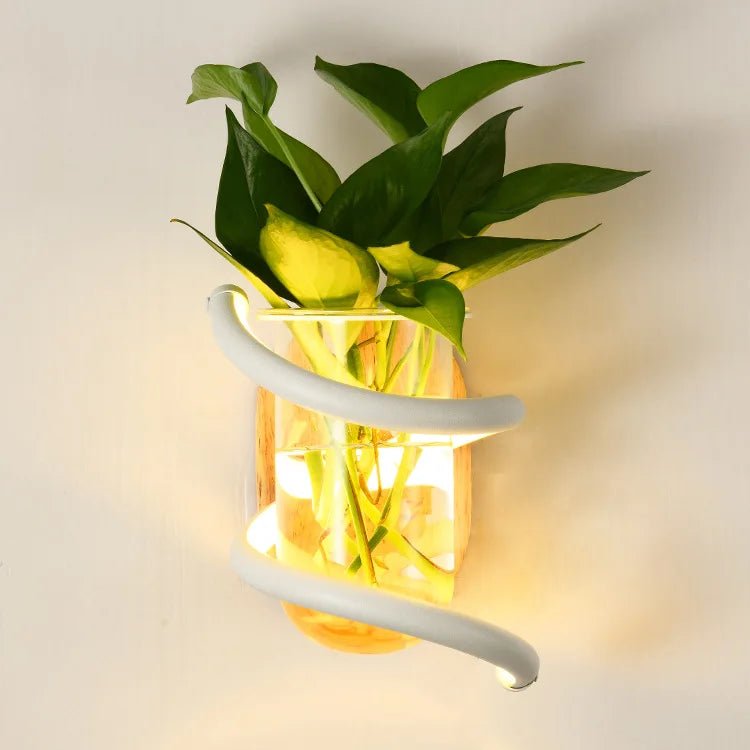 VASELUX – Wooden Wall Lamp with Integrated LED & Decorative Vase