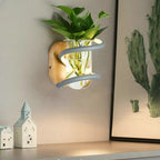 VASELUX – Wooden Wall Lamp with Integrated LED & Decorative Vase