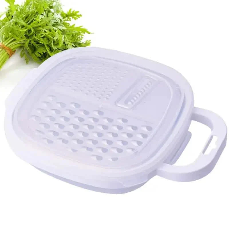Vegetable slicer with lid and draining basket