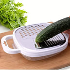 Vegetable slicer with lid and draining basket
