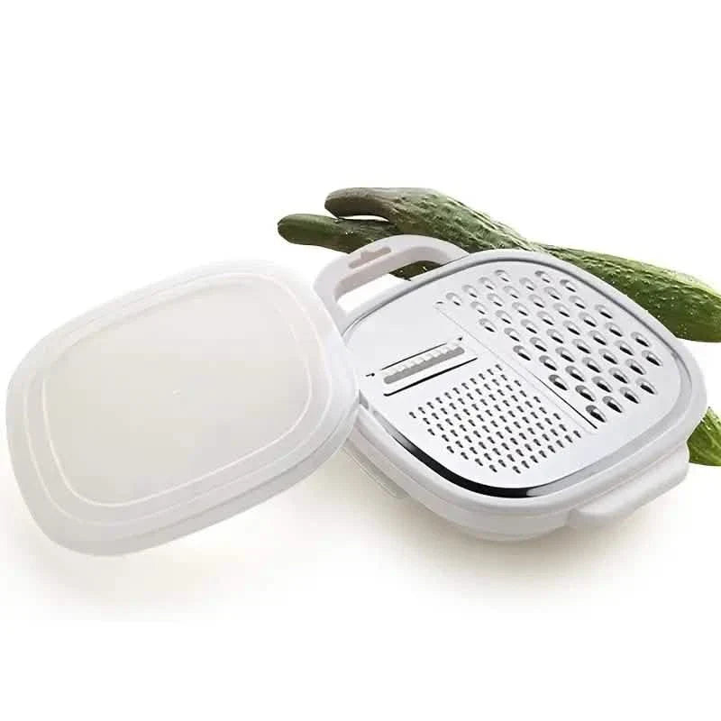 Vegetable slicer with lid and draining basket