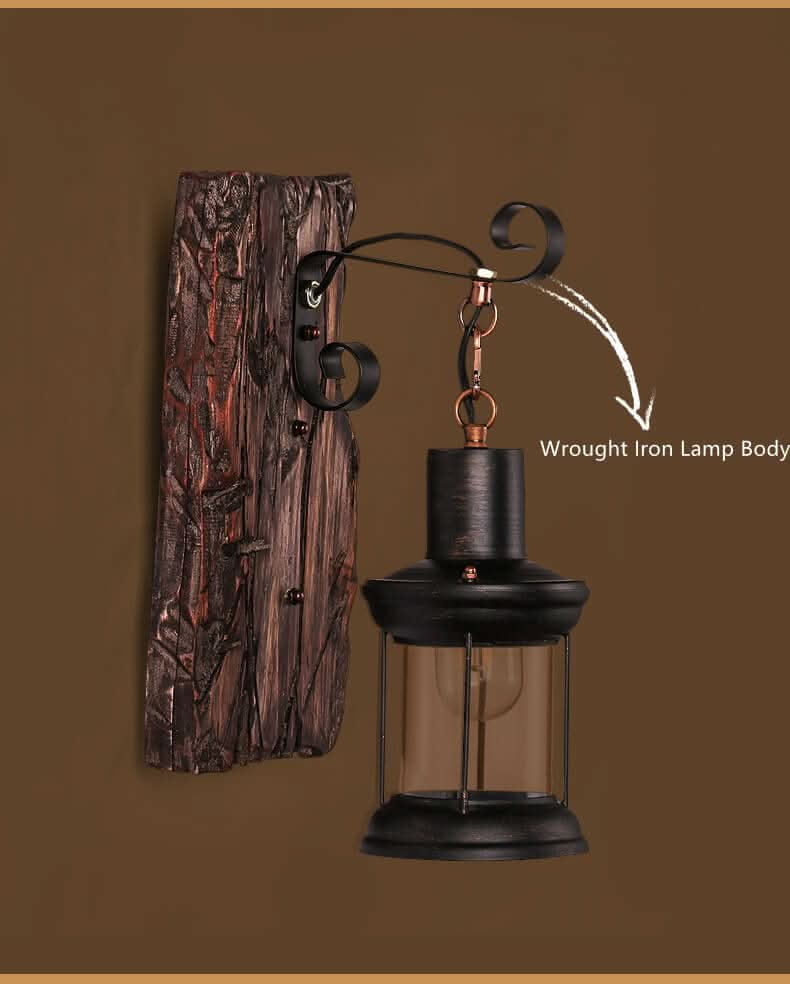 Veritas Wall Lamp – Glass Cylinder with Wooden Base & Modern LED Design