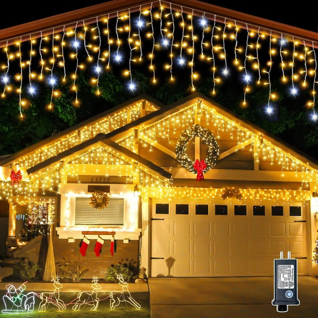 Twinkling Icicle String LED Lights | Warm White & Cool White, Extendable for Indoor & Outdoor Holiday Decor