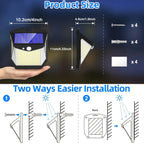 2x Solar LED Wall Light with Motion Sensor | Waterproof, 270° Wide Angle & 3 Modes for Outdoor Security in Gardens and Yards