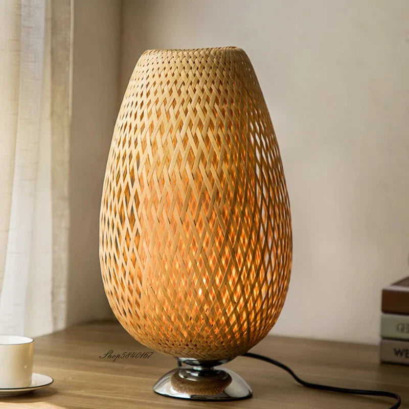 Vintage Bamboo Table Lamp - TimberGlow