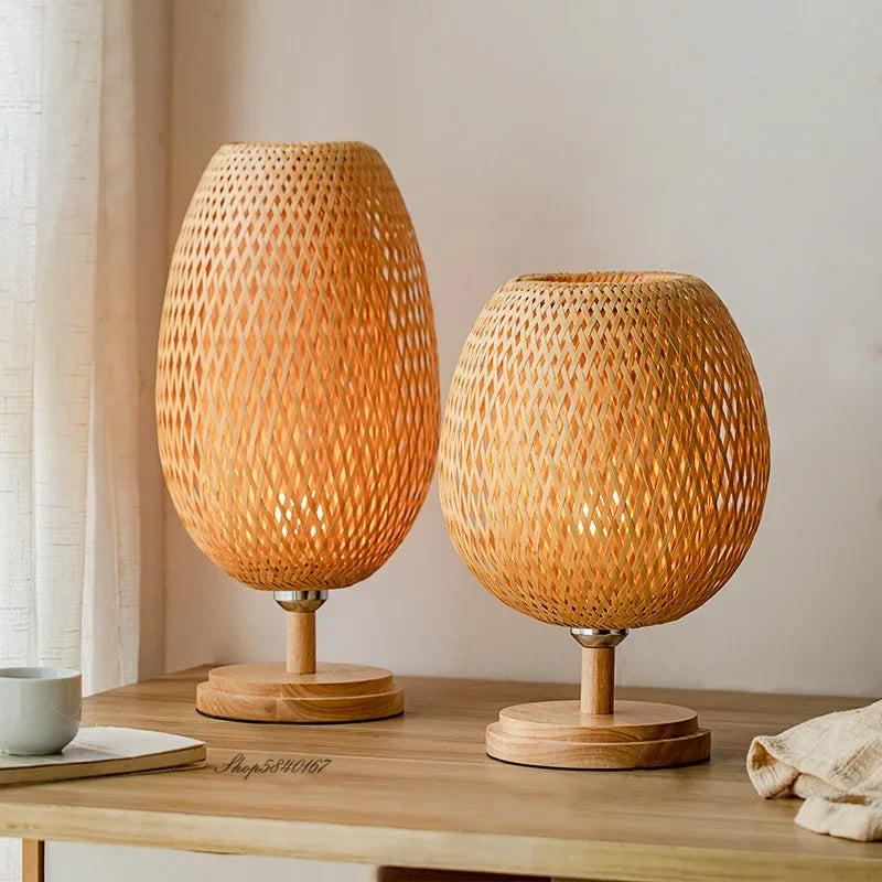 Vintage Bamboo Table Lamp - TimberGlow