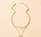 Vintage gold multi-layer chain and pendant necklace