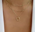 Vintage gold multi-layer chain and pendant necklace