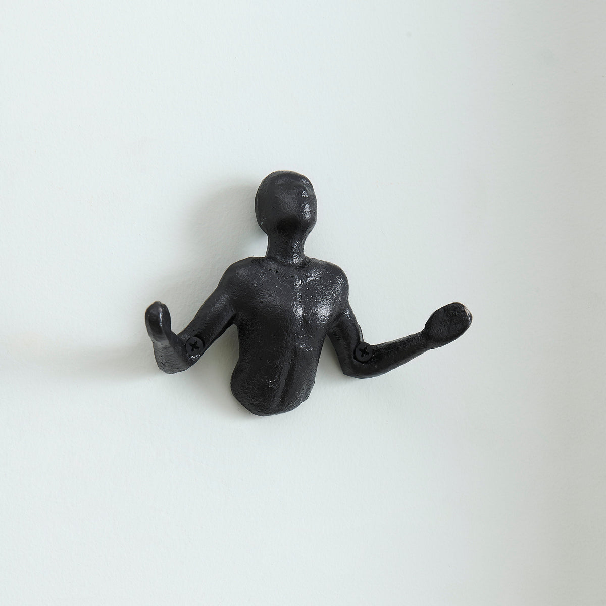 Protruding "Palms Up" Cast Iron Decorative Black Wall Mount Hooks (Set of 2)