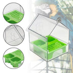 External bird feeder and bathhouse – space-saving anti-spill feeding solution