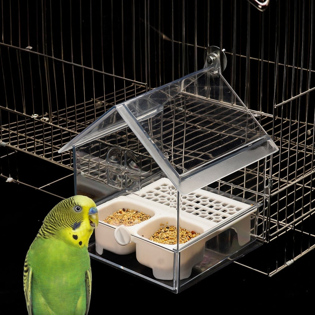 External Bird Feeder and Bathhouse – Space-Saving Anti-Spill Feeding Solution