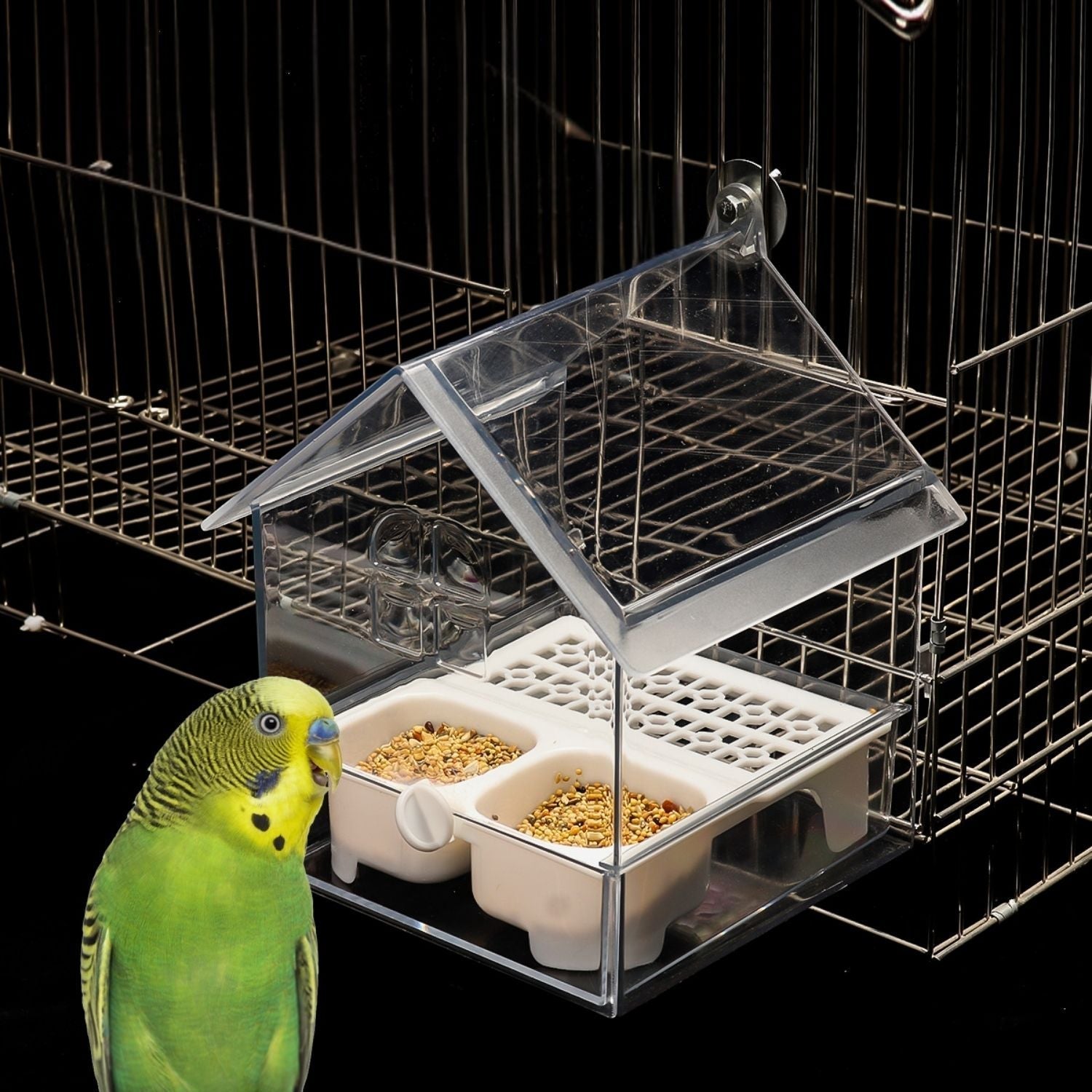 External Bird Feeder and Bathhouse – Space-Saving Anti-Spill Feeding Solution