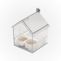 External bird feeder and bathhouse – space-saving anti-spill feeding solution