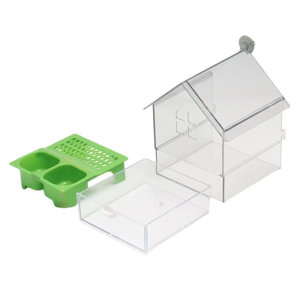 External Bird Feeder and Bathhouse – Space-Saving Anti-Spill Feeding Solution