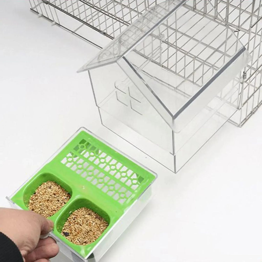 External Bird Feeder and Bathhouse – Space-Saving Anti-Spill Feeding Solution