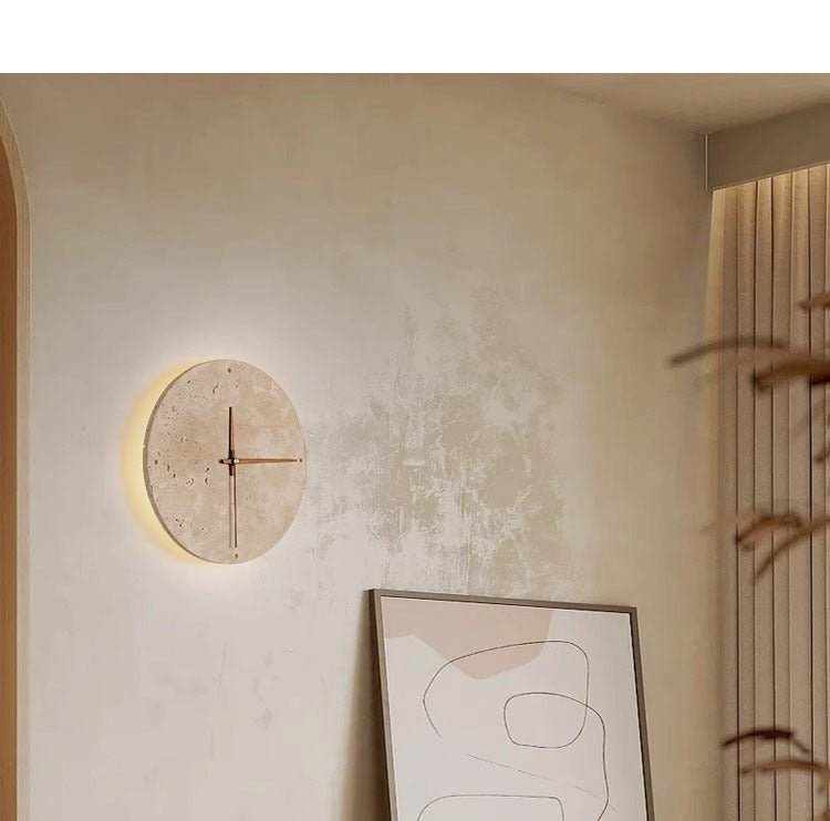 Awaken your space with the Wabi-sabi wall clock made of travertine