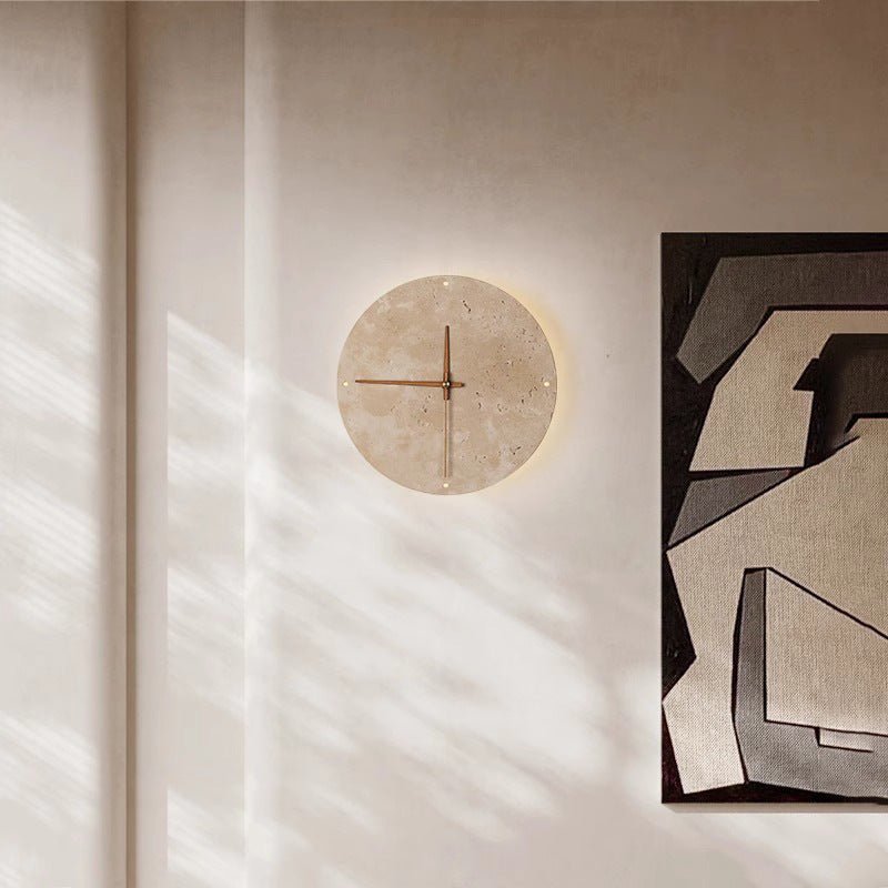 Awaken your space with the Wabi-sabi wall clock made of travertine