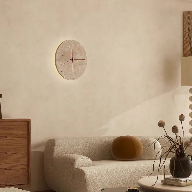 Awaken your space with the Wabi-sabi wall clock made of travertine