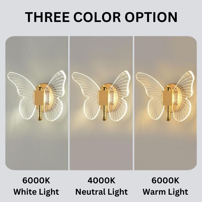 FloraVyne LED Wall Light – Butterfly-shaped design lamp with 3 light modes energy-saving and elegant