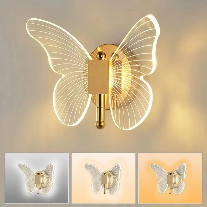 FloraVyne LED Wall Light – Butterfly-shaped design lamp with 3 light modes energy-saving and elegant