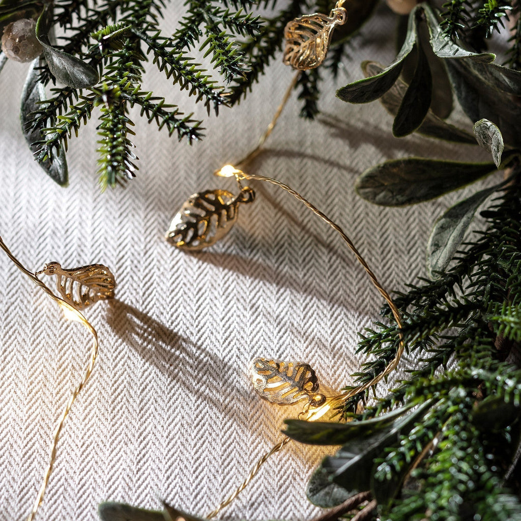Christmas Decorations Gold Leaf String Lights
