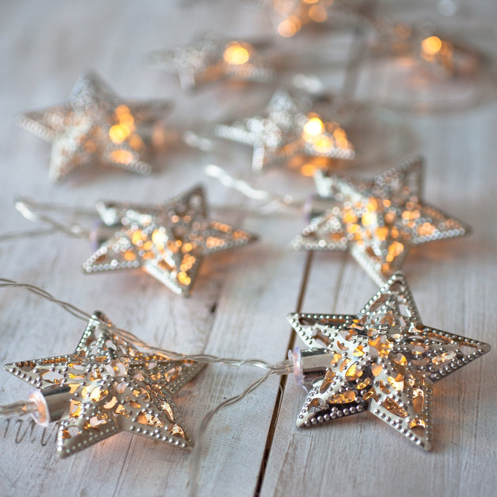 Christmas Decorations Silver Star String Lights