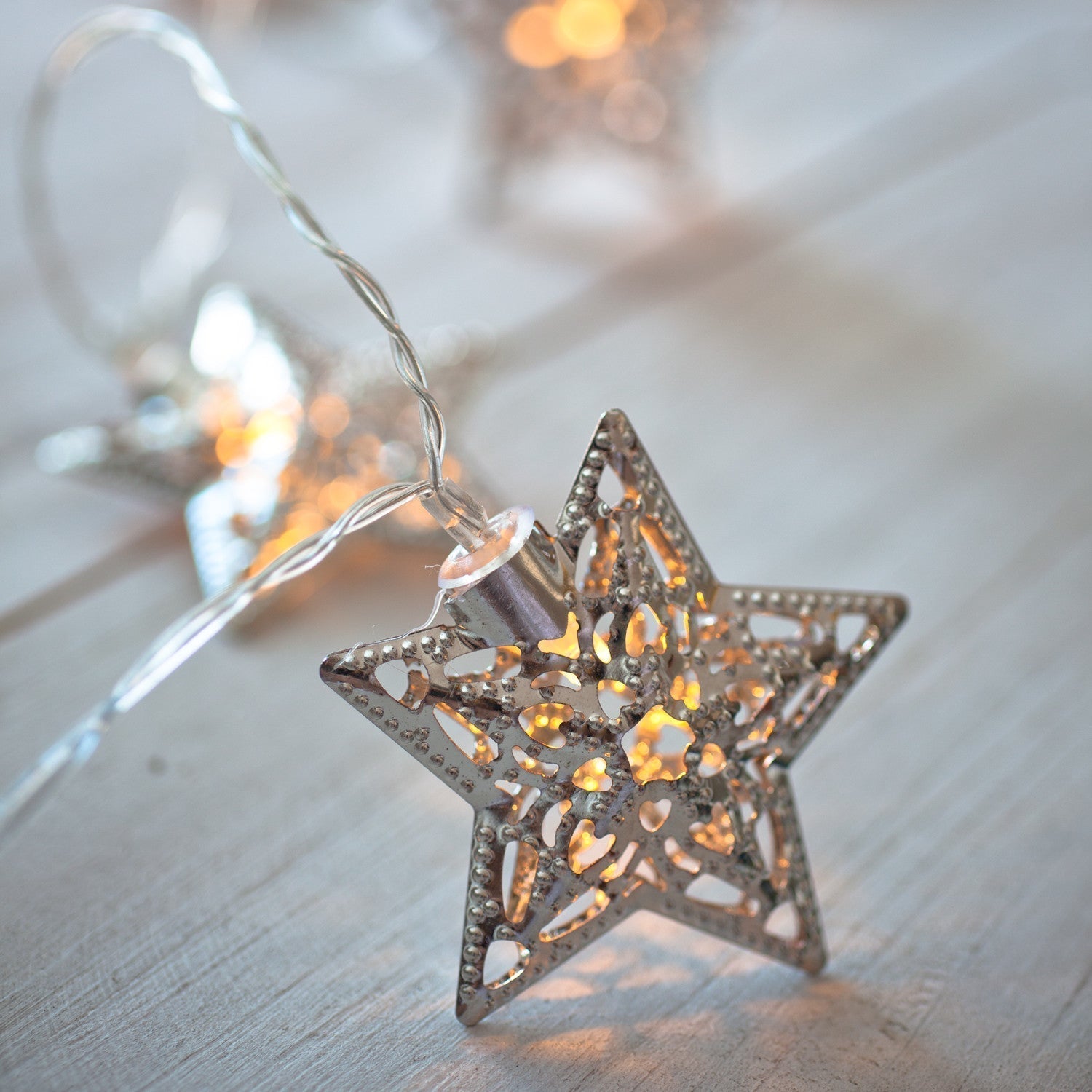 Christmas Decorations Silver Star String Lights