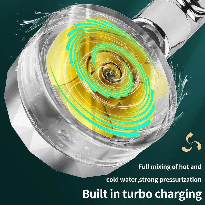 Water-Saving Shower Head with 360° Rotation - AquaTurbo