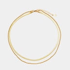 Women’s Layered Necklace | Gold Herringbone Choker & Rope Chain | Waterproof