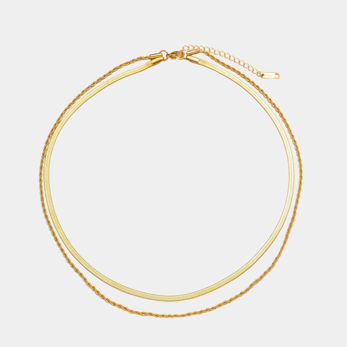Women’s Layered Necklace | Gold Herringbone Choker & Rope Chain | Waterproof