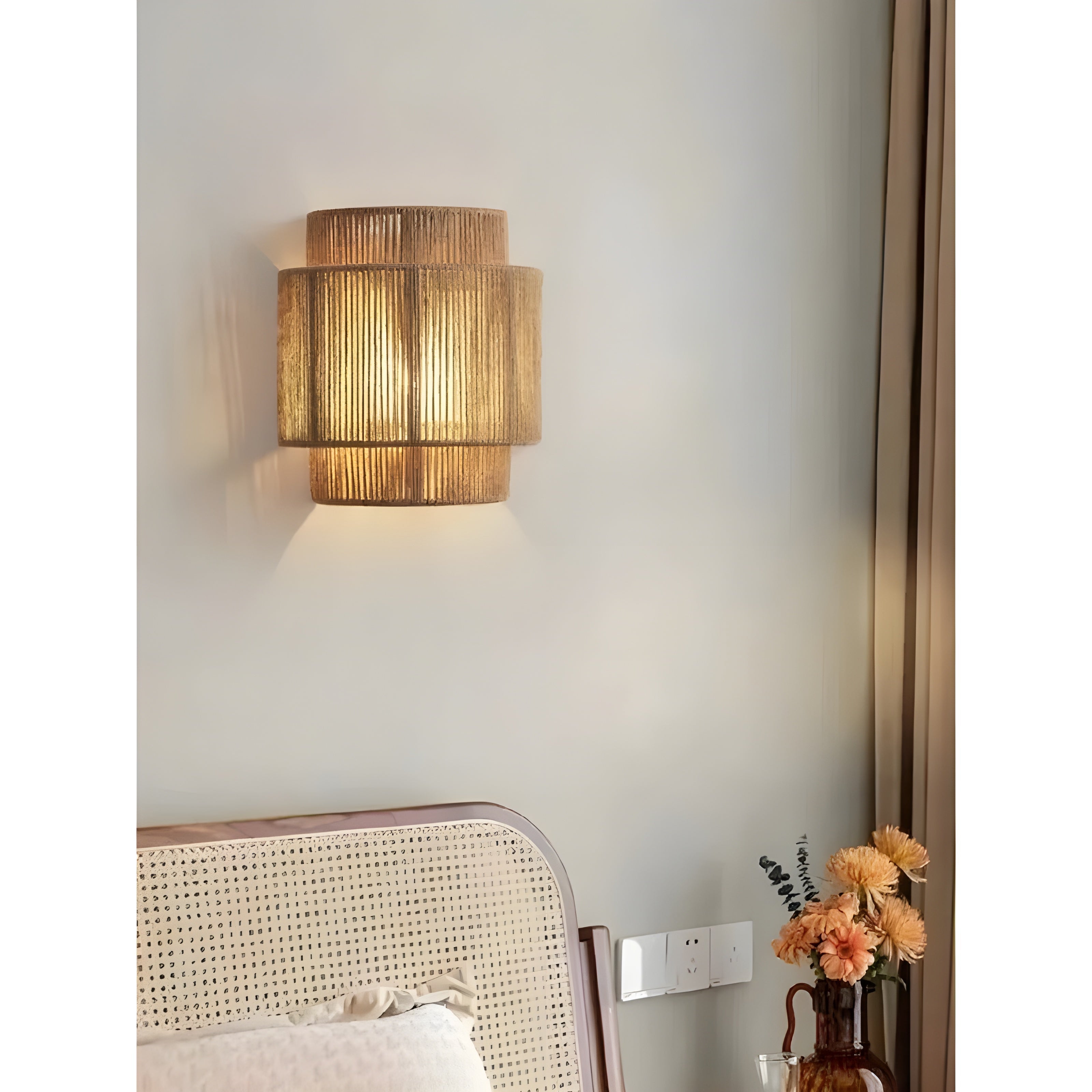 WeaveGlow Contemporary Rattan Woven Wall Lamp