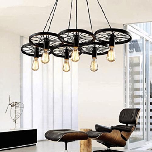 Retro-Style-Wheel-Pendant-Light