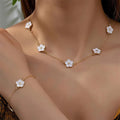 White Accented Clover Necklace and Bracelet Set