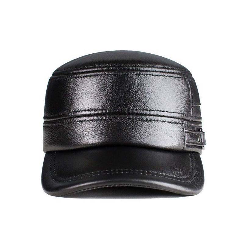 New winter hat for men with lambskin ear protection flat visor