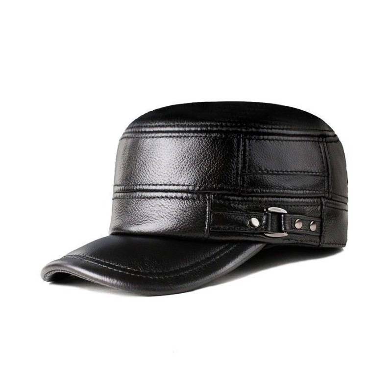 New winter hat for men with lambskin ear protection flat visor