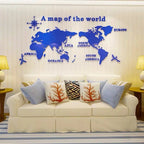 3D World Map Wall Sticker